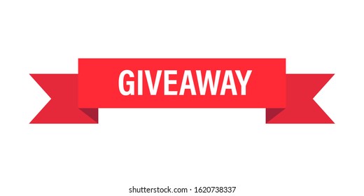Red ribbon giveaway vector isolated illustration. Label ribbon tag. Reward vector icon. Contest banner. Banner sale tag. Red scroll.