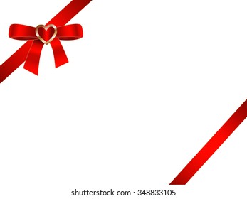 Red ribbon with golden heart 