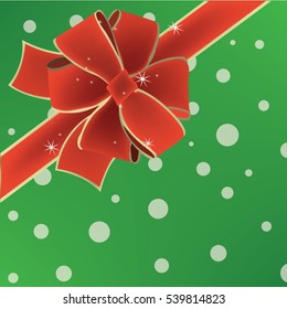 Red ribbon with green background