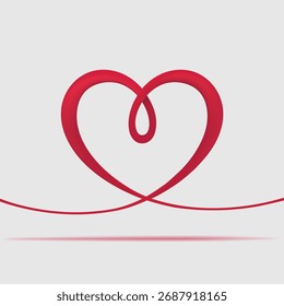 rote Schleife, Herzform auf hellgrauem Hintergrund, die Liebe und Einheit symbolisiert