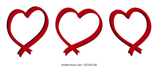 Red Ribbon - Heart Shape, Vector Illustration