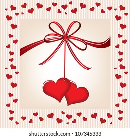 Red ribbon and heart, Valentin background