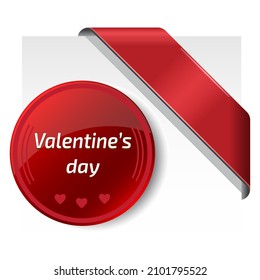 Red ribbon. - Hearts for valentines day. - Vector design element.