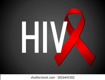 Cinta roja - Conciencia del VIH. Ilustración vectorial.