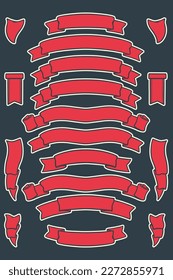 Red Ribbon Icon Banner vector set