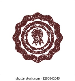 Red ribbon icon inside distress rubber grunge texture seal