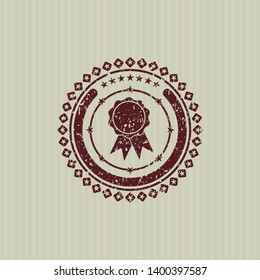 Red ribbon icon inside grunge seal