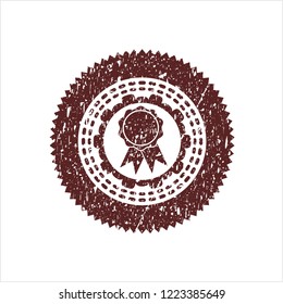 Red ribbon icon inside rubber stamp