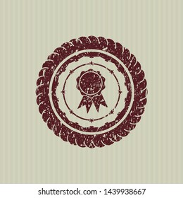 Red ribbon icon inside rubber texture
