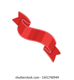 Red ribbon icon isolated on white background.