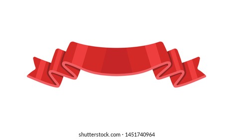 Red ribbon icon isolated on white background.