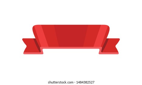 Red ribbon icon isolated on white background.