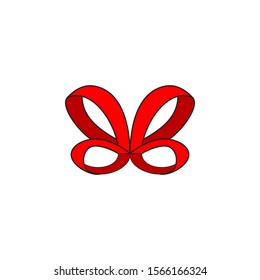 Red ribbon icon isolated on white background. Vector Illustration. EPS10
