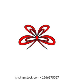 Red ribbon icon isolated on white background. Vector Illustration. EPS10