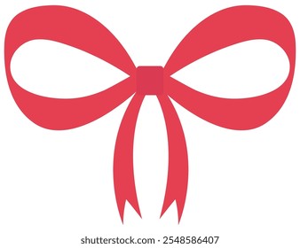 Red ribbon icon isolated on white background.