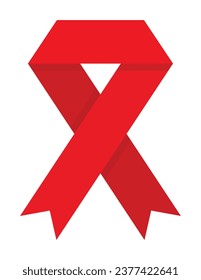 red ribbon icon, symbol of aids day. vector isolated on white background.