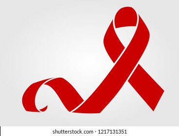Red ribbon icon, world aids day symbol, 1 december. Vector illustration