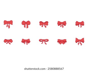 Red Ribbon Illustration Element Set