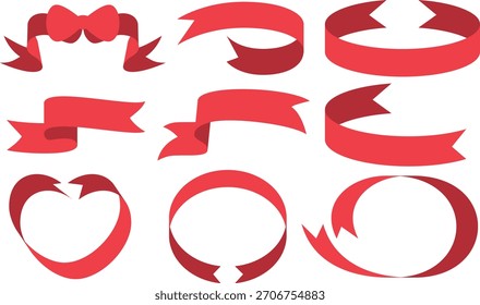 Red Ribbon Illustration Set 3