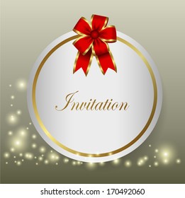 red ribbon and invitations