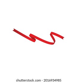 Red ribbon isolated on transparent background. Vector illustration.