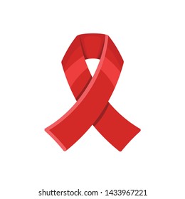 Red ribbon isolated on white background. Decorative ribbon illustration.