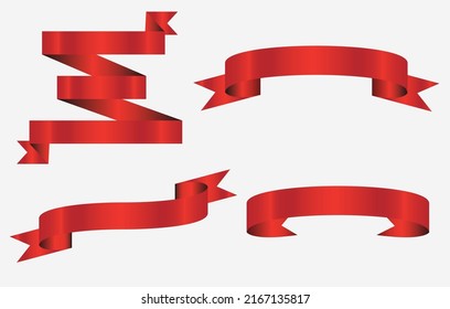 Red ribbon isolated on white background