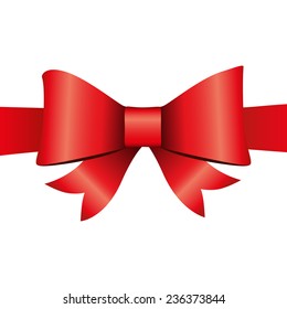 Red ribbon isolated on white background, vector illustration