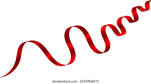 Red Ribbon Isolated On White Background. Futuristic Wallpaper. Business Banner. Vector Illustration. Technology Backdrop. Minimal