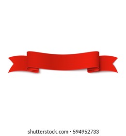 Red ribbon isolated on white background. Vector illustration