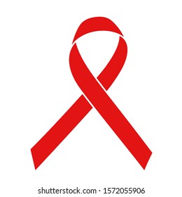 Red ribbon isolated over white background, world aids day symbol, 1 december. World cancer day symbol, 4 february. Design template. Vector illustration