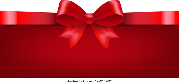Red Ribbon Isolated White Background With Gradient Mesh, Vector Illustration