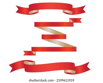 Red Ribbon And Isolated White Background, Vector Illustration