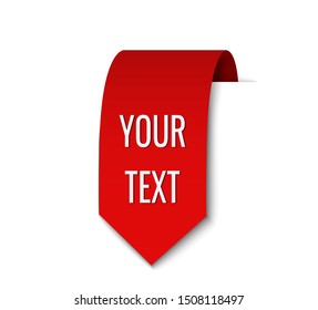 Red ribbon label design. vertical tag banner with text. isolated vector image