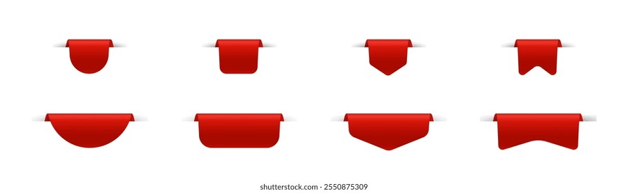 Conjunto de rótulos de fita vermelha. Marcas da Faixa de Opções