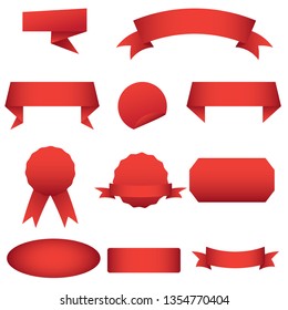 red ribbon label vector design