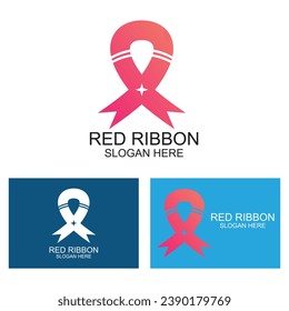 Red ribbon logo design design simple concept Premium Vector