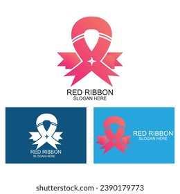 Red ribbon logo design design simple concept Premium Vector