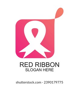 Red ribbon logo design design simple concept Premium Vector