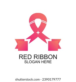 Red ribbon logo design design simple concept Premium Vector