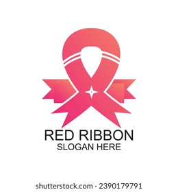 Red ribbon logo design design simple concept Premium Vector