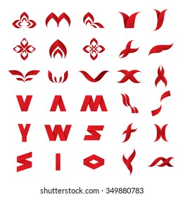 red ribbon logo icon design template elements