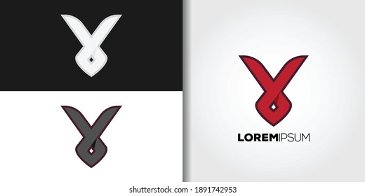 red ribbon logo set brand idea template vector