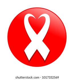 Red Ribbon Love Pin Symbol Vector Graphic Logo Design