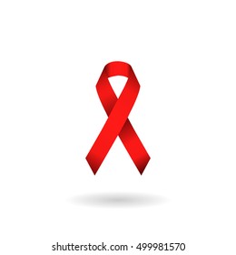 red  ribbon mourning sign. vector