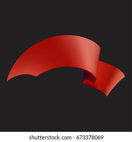 Red ribbon on black background. Vector illustration