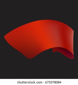 Red ribbon on black background. Vector illustration