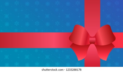 red ribbon on blue background merry christmas happy new year decoration concept flat horizontal vector illustration