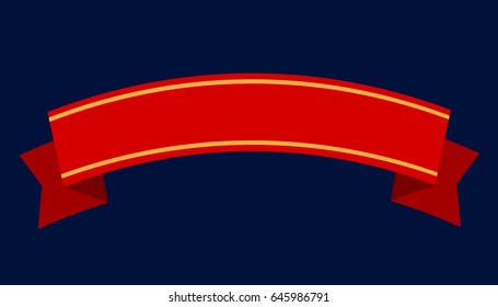 Red ribbon on blue background, Vector illustration.