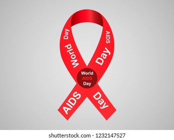 Red ribbon on a gray background. World AIDS Day.